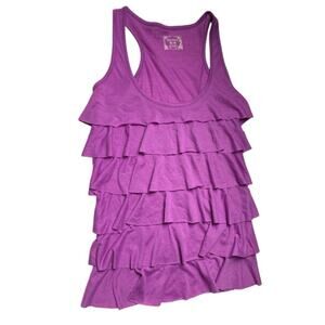 Decree Purple Ruffled Tank Top with Racerback Sz M